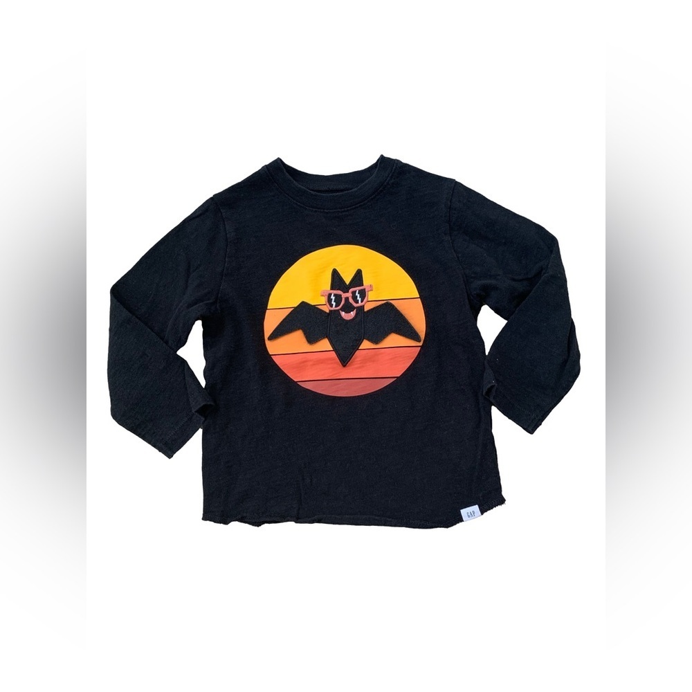 Gap Size 4 Years 3D Felt Halloween Bat Sunset Long Sleeve Shirt